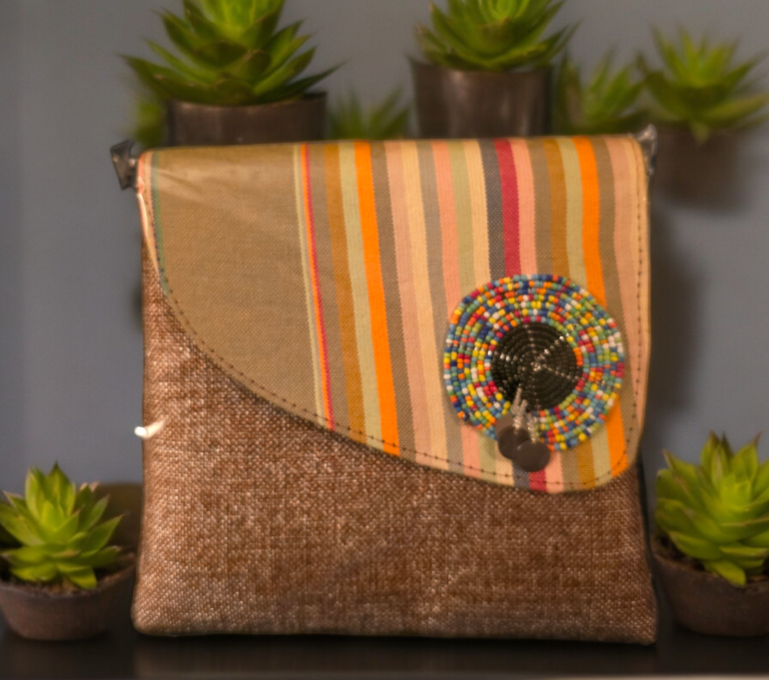 Canvas and Fabric Crossbody Bag